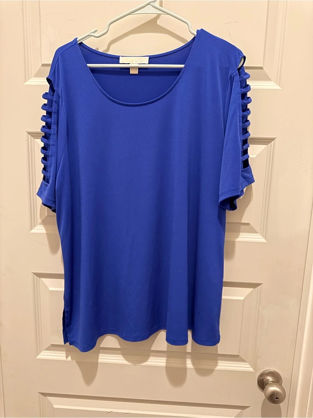 Michael Kors Electric Blue Cold-Shoulder Ladder Sleeve Tunic